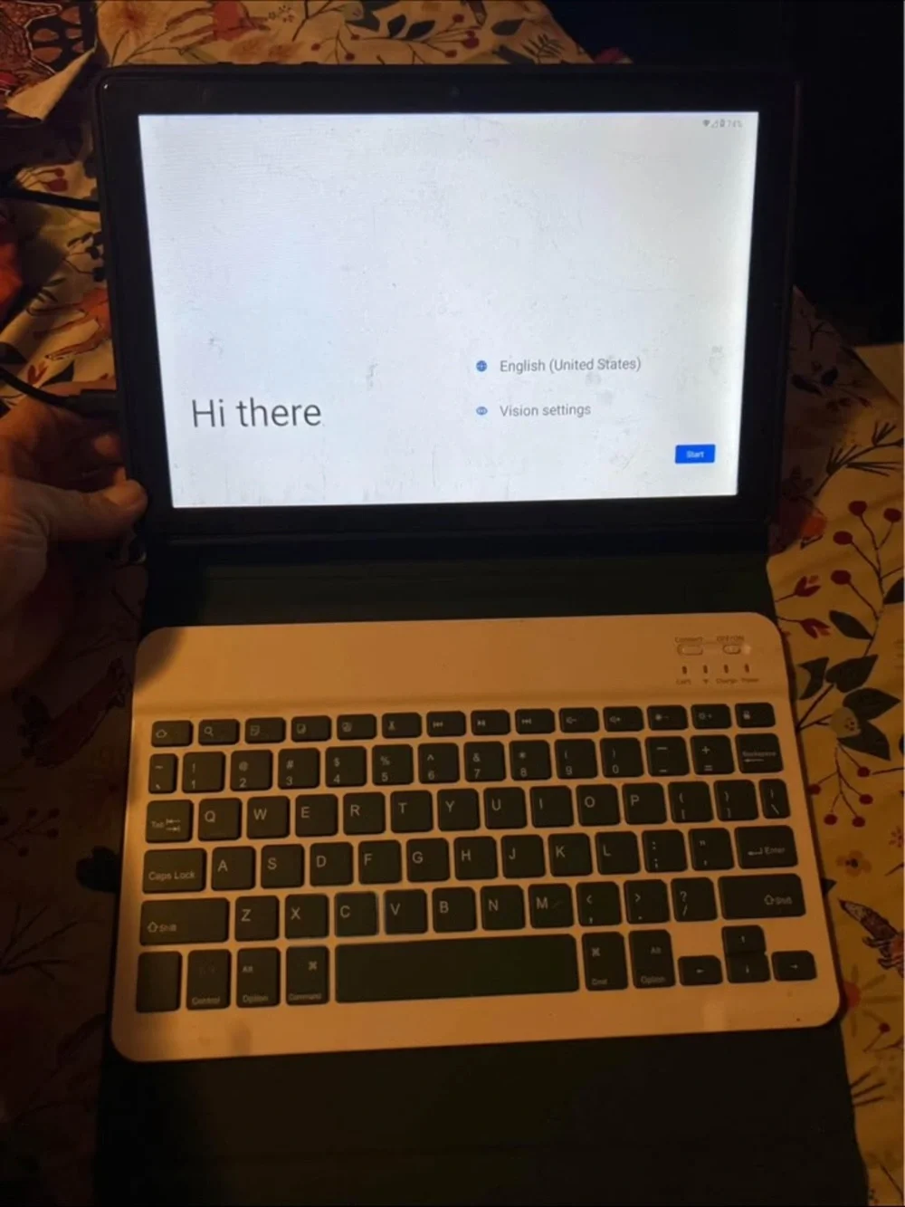 Universal Tablet with Green Bluetooth Keyboard Case